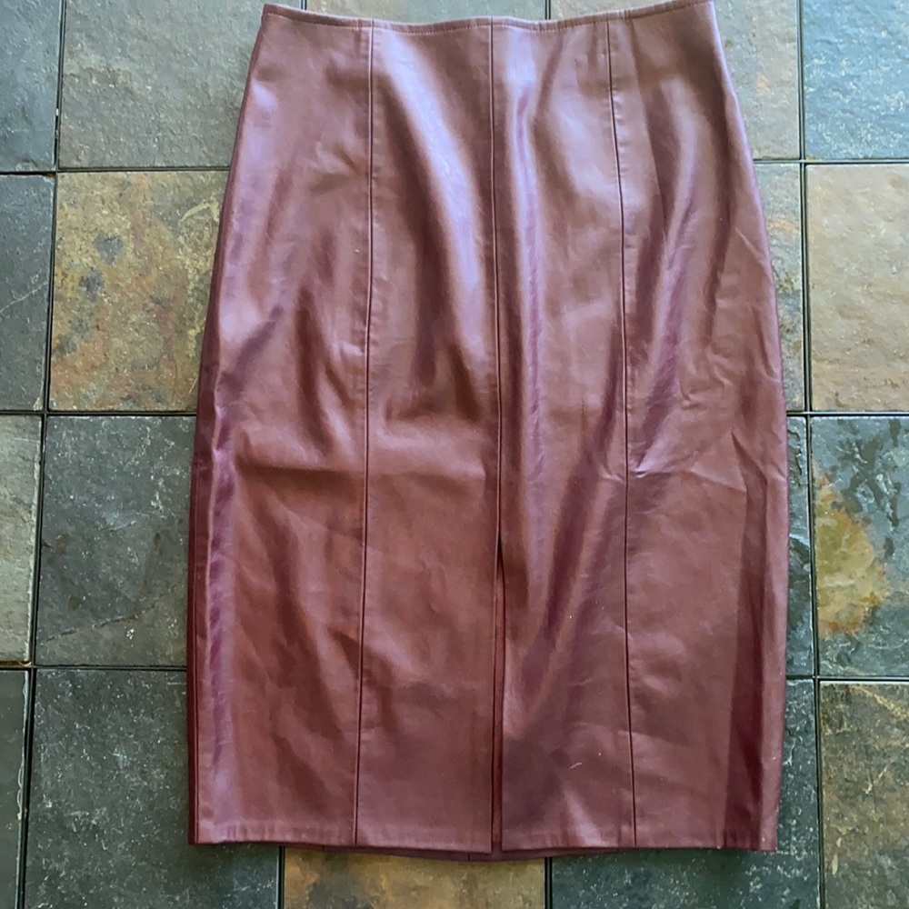 Burgundy faux leather skirt